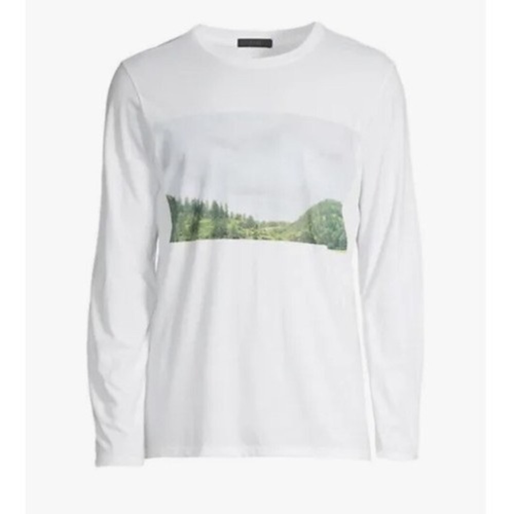 ATM Anthony Thomas Melillo Scenic Long Sleeve XXL White Forest Graphic Tee